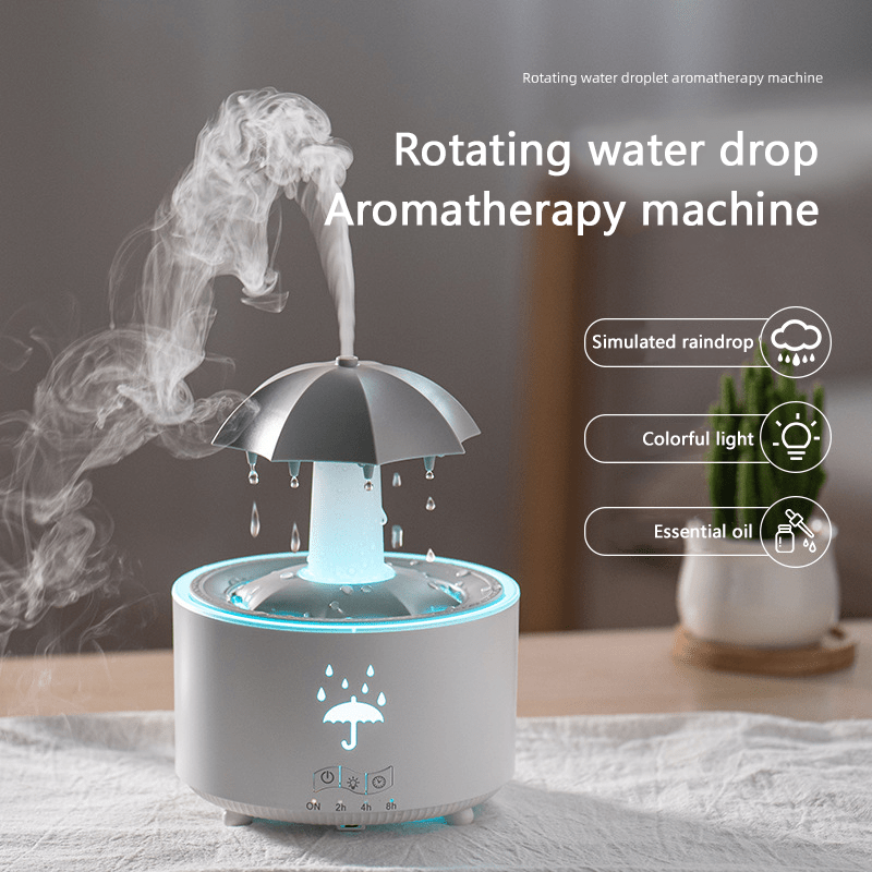 Rotating Humidifier with Mist Output and Colorful Lights for Bedroom and Office