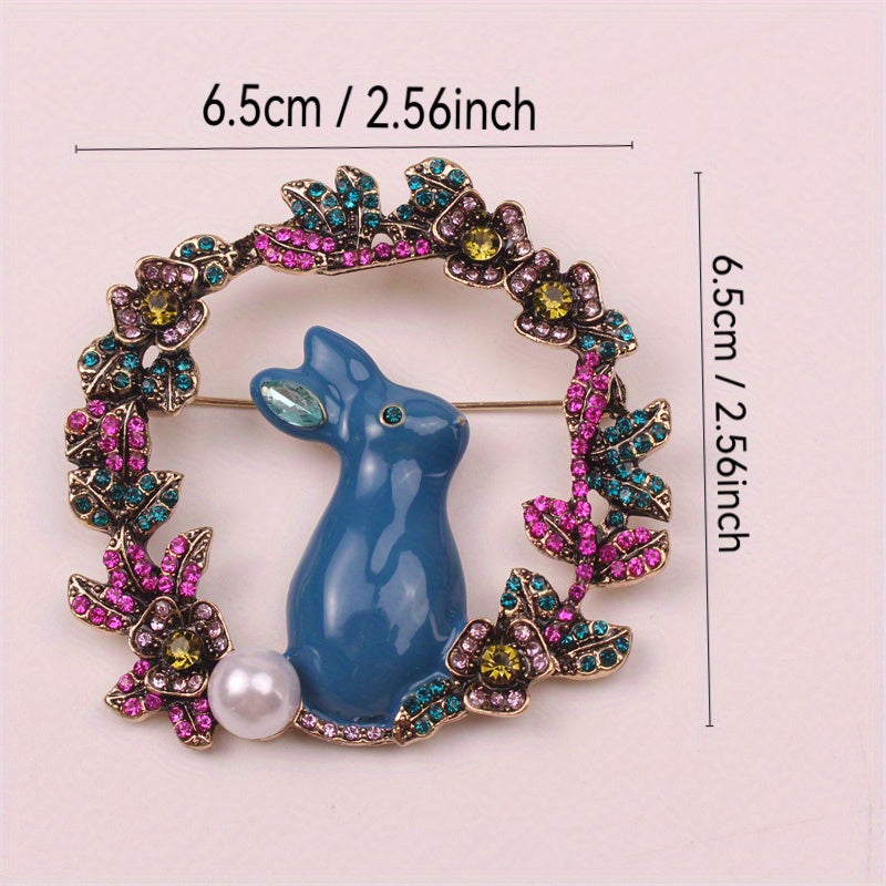 Enamel Rabbit Brooch with Pearl Animal-Shaped Pin for Women Jewelry Accessories