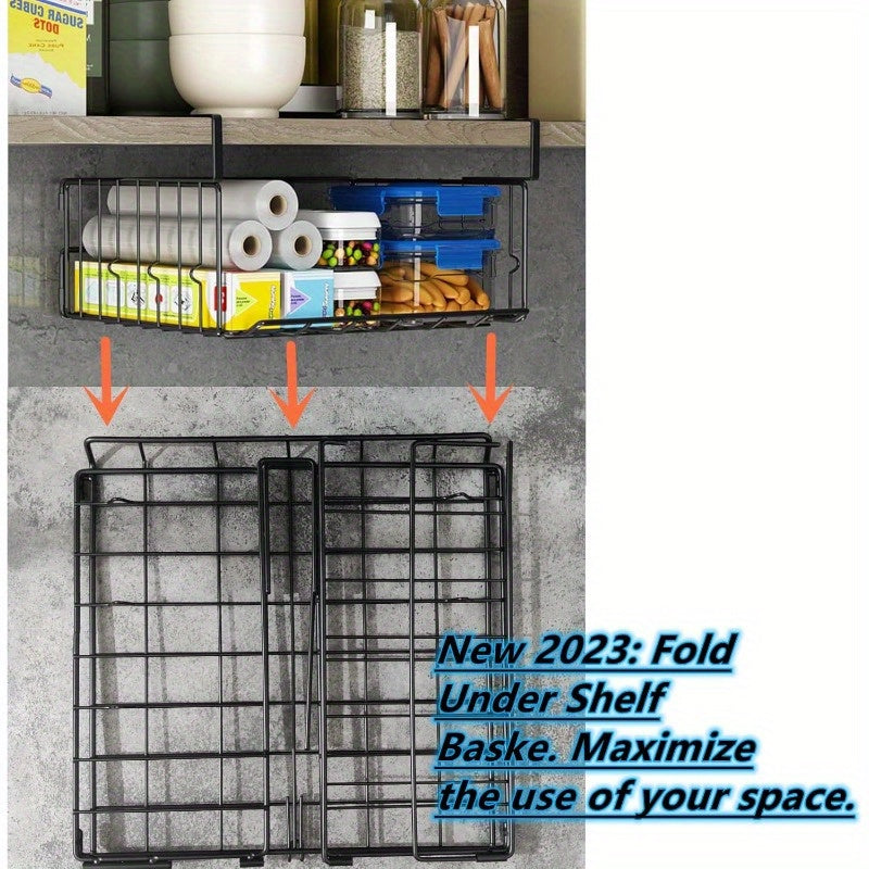 Estante de almacenamiento metálico con cestas de alambre para armario de cocina o organización de estanterías