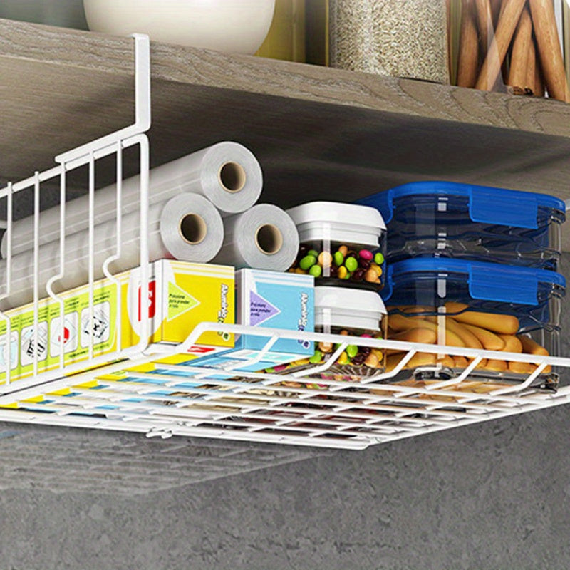 Estante de almacenamiento metálico con cestas de alambre para armario de cocina o organización de estanterías