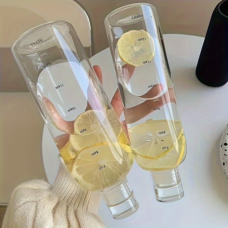 BPA-Free Clear Plastic Water Bottle with Time Marker for Juice and Milk Portable Lightweight