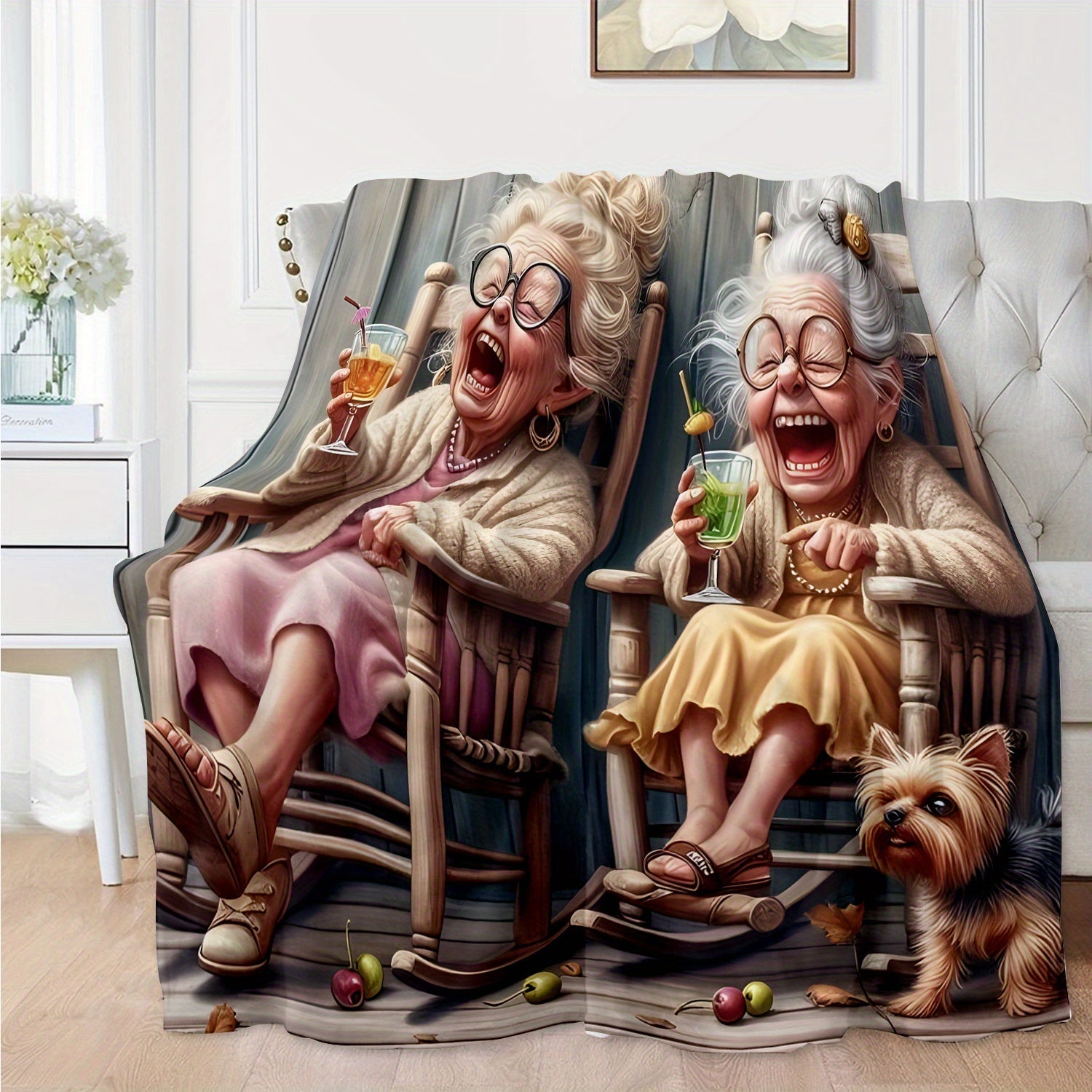 Flannel Blanket for Adults Digital Print Soft Warm Lightweight for Home Travel Office