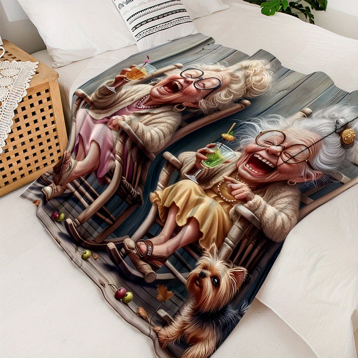 Flannel Blanket for Adults Digital Print Soft Warm Lightweight for Home Travel Office