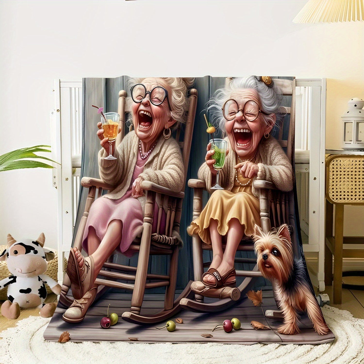 Flannel Blanket for Adults Digital Print Soft Warm Lightweight for Home Travel Office