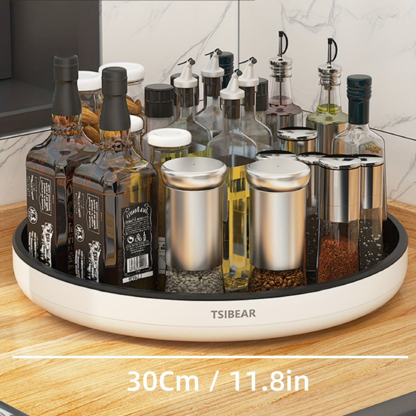 Organizador de cocina, plato giratorio Lazy Susan para botellas de condimentos y frutas, rotación de 360°