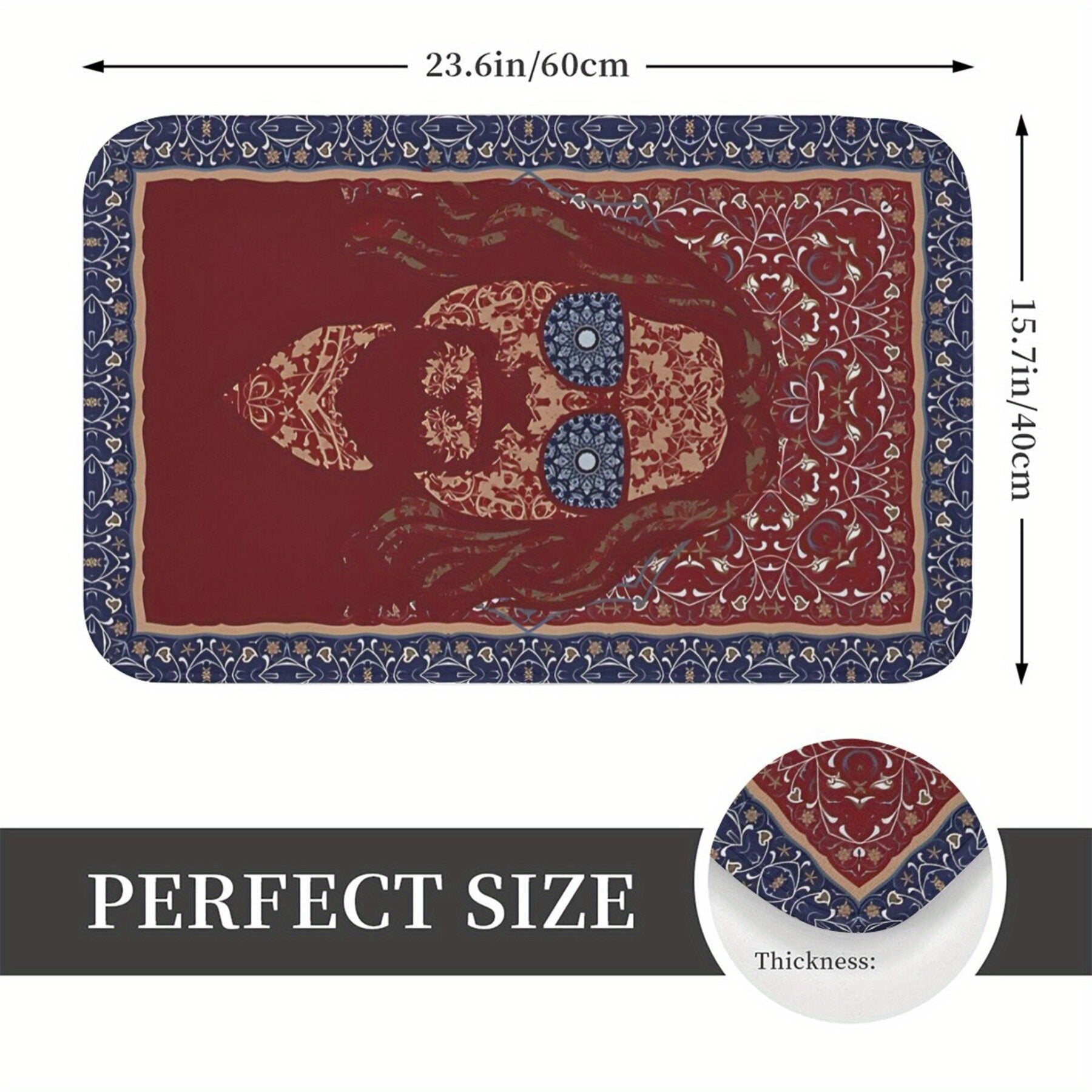 Non-Slip Doormat Polyester Rectangular Floral Design for Bathroom Kitchen Outdoor