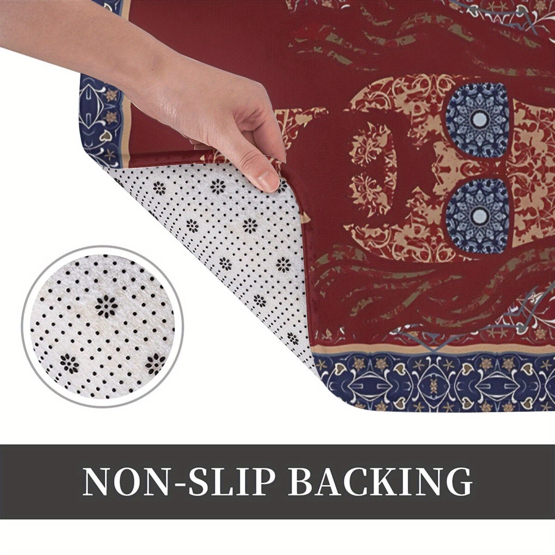 Non-Slip Doormat Polyester Rectangular Floral Design for Bathroom Kitchen Outdoor