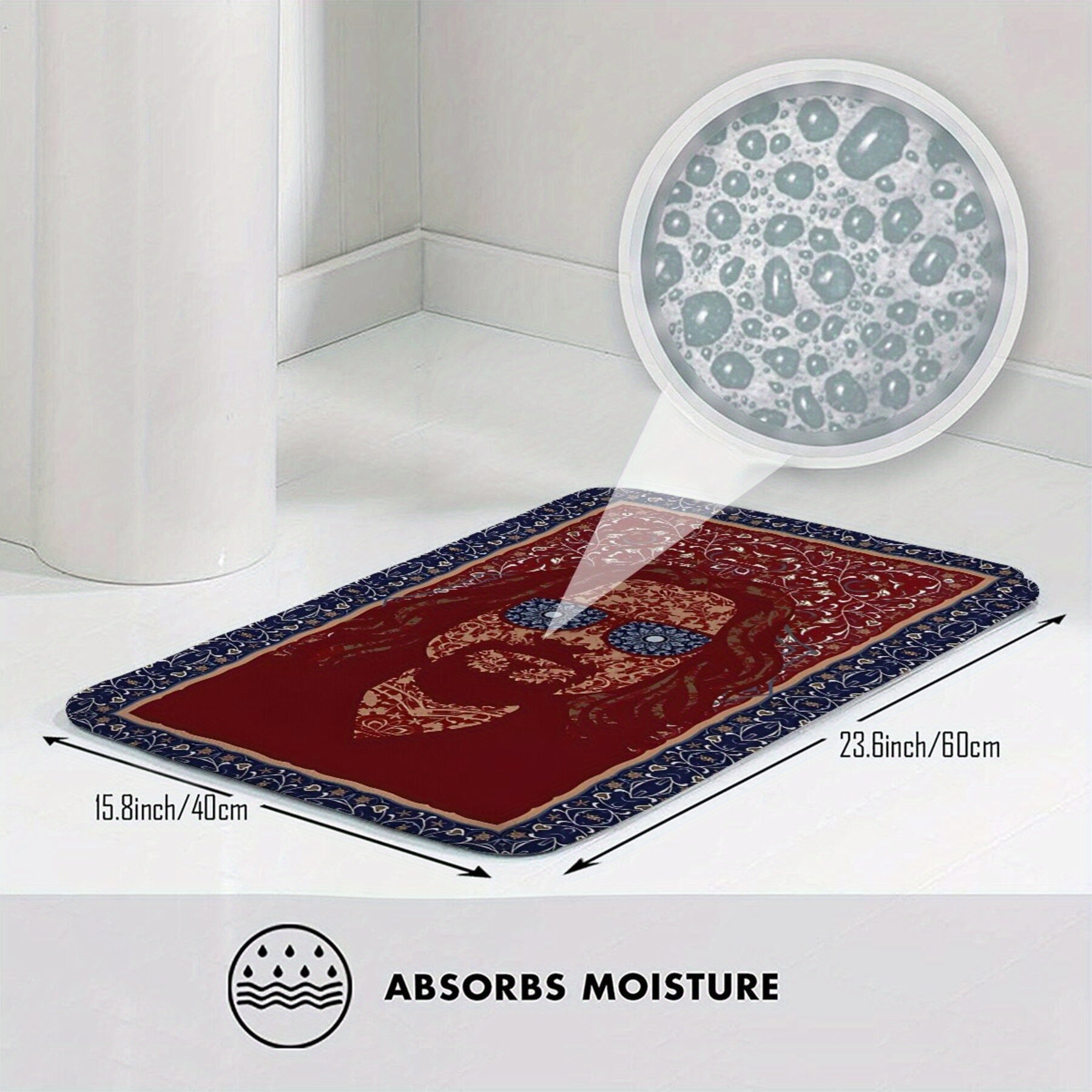 Non-Slip Doormat Polyester Rectangular Floral Design for Bathroom Kitchen Outdoor