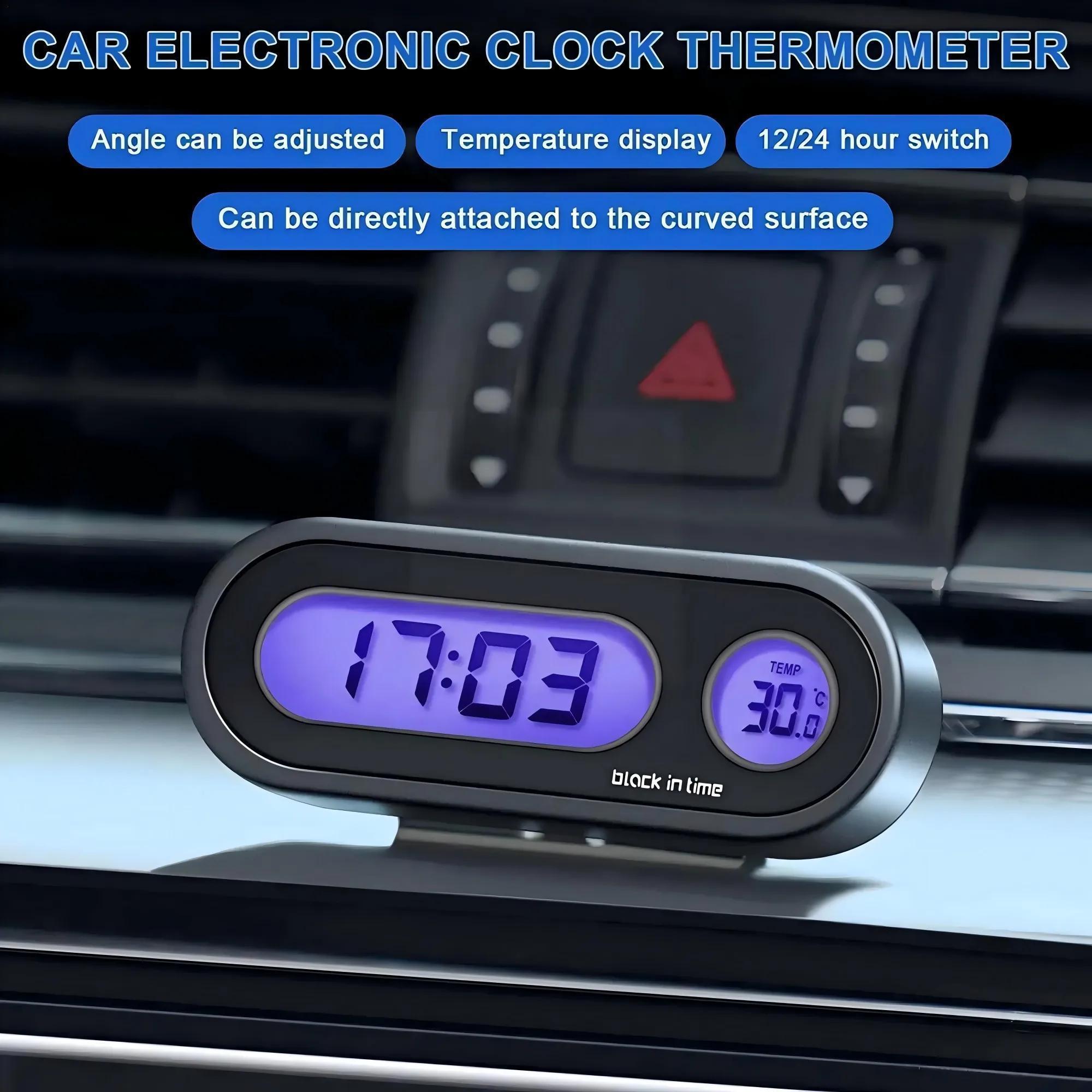 Digital Car Interior Clock Thermometer Backlight LED Display