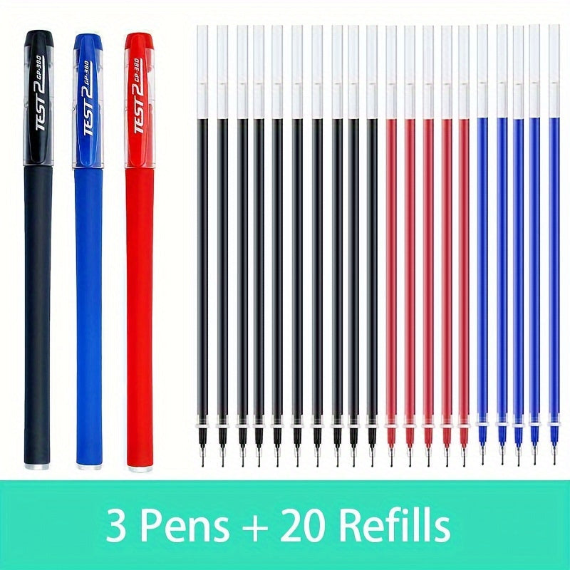 Gel Pen Set with 0.5mm Bullet Tips for School and Office Use in Black, Blue, and Red