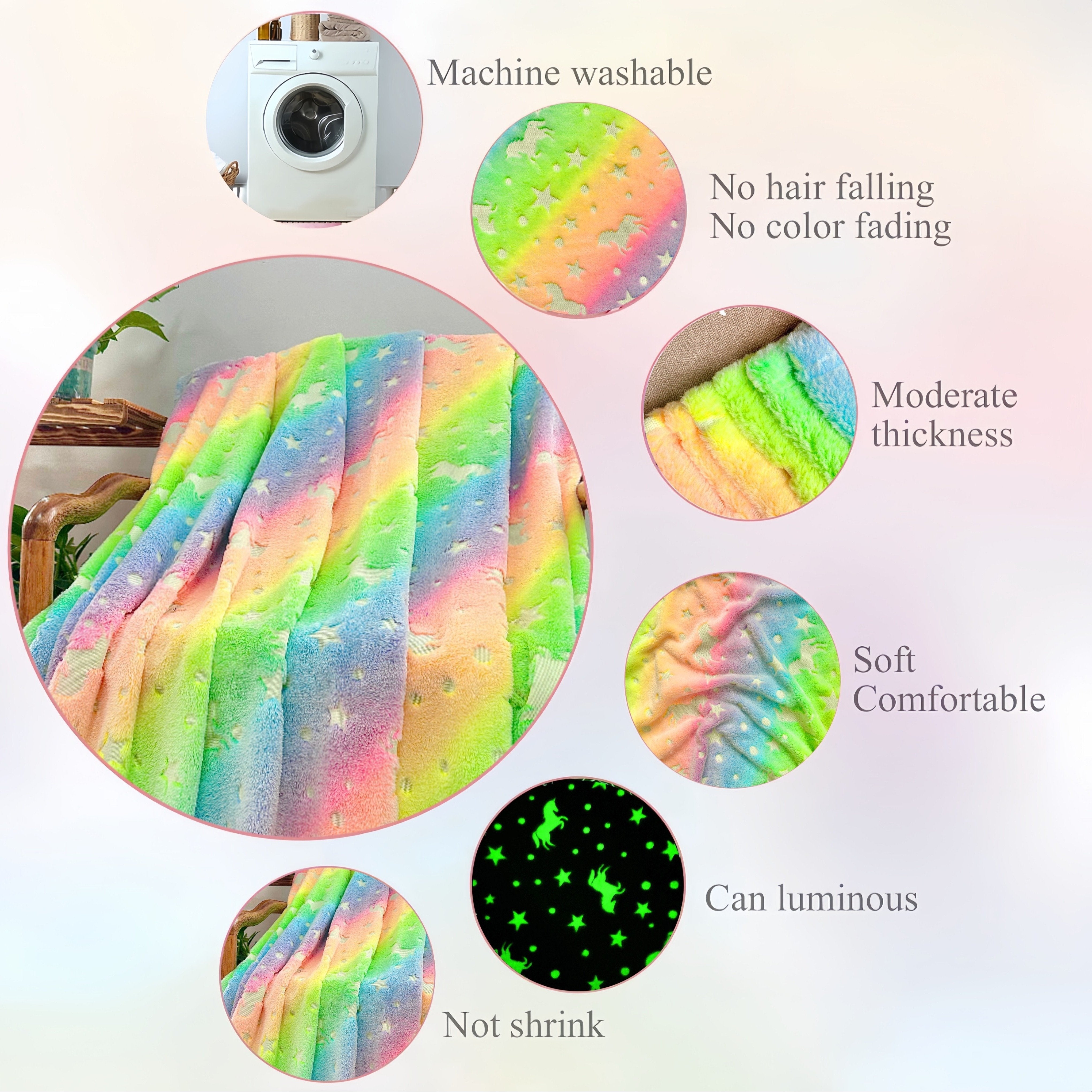 Cozy Glow-in-the-Dark Unicorn Blanket Flannel Throw for All Seasons