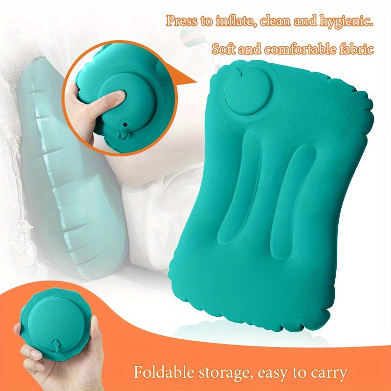Inflatable Travel Pillow for Camping and Car Sleep Lightweight Compact Soft Cover