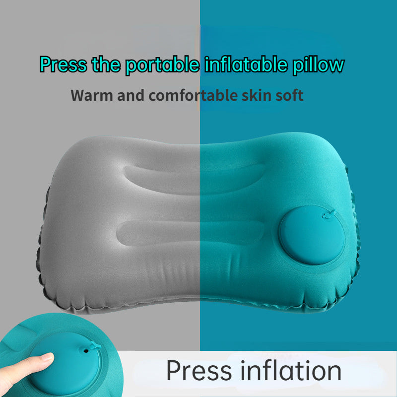 Inflatable Travel Pillow for Camping and Car Sleep Lightweight Compact Soft Cover