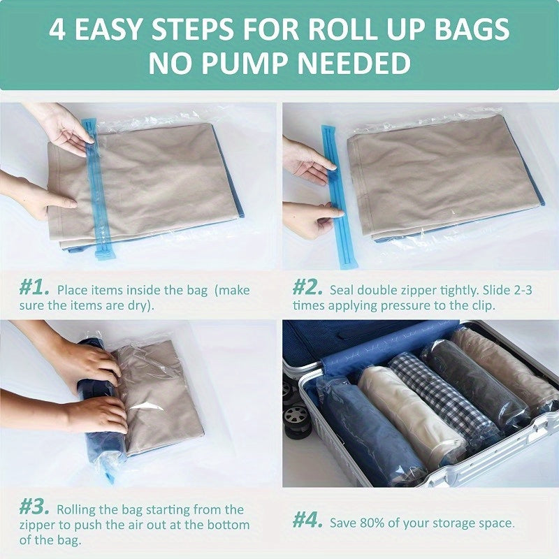 Set of 3 Space-Saving Compression Packing Bags for Travel and Home Storage