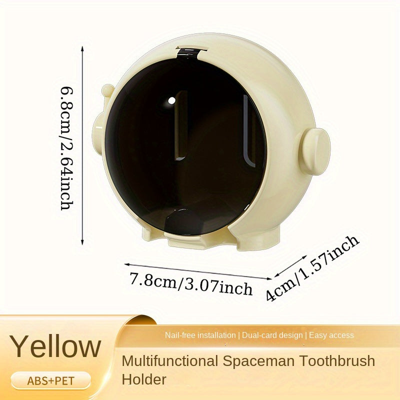 Wall-Mounted Toothbrush Holder for Electric and Manual Brushes with Dust Cover