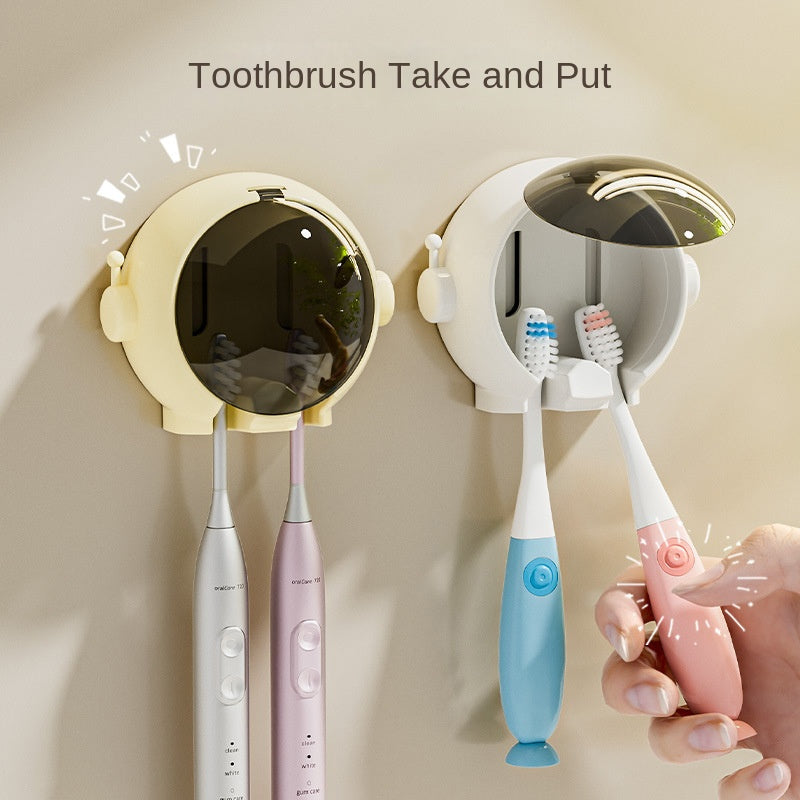 Wall-Mounted Toothbrush Holder for Electric and Manual Brushes with Dust Cover