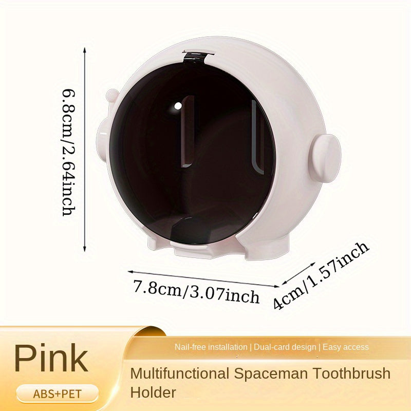 Wall-Mounted Toothbrush Holder for Electric and Manual Brushes with Dust Cover