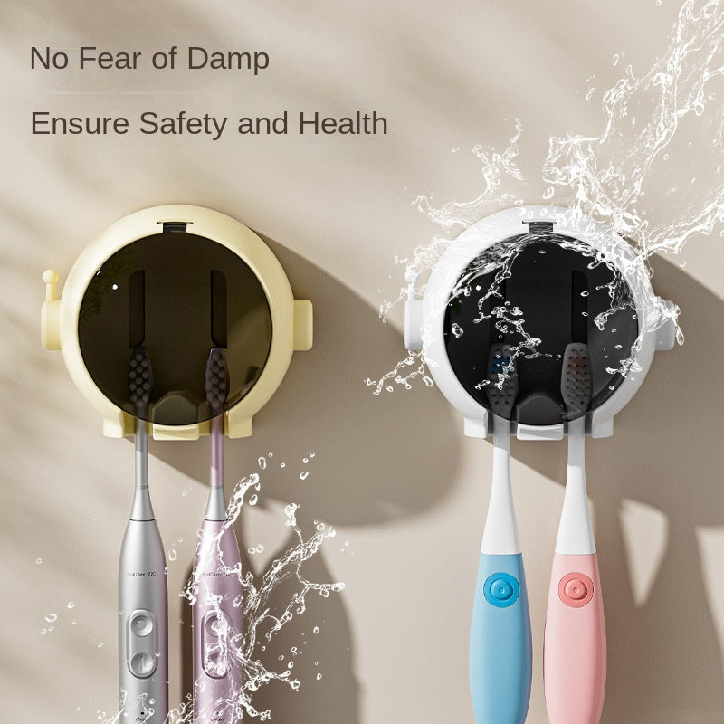 Wall-Mounted Toothbrush Holder for Electric and Manual Brushes with Dust Cover