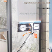 Extendable Window Squeegee Cleaner with 2-in-1 Glass Scrubber for Home and Car