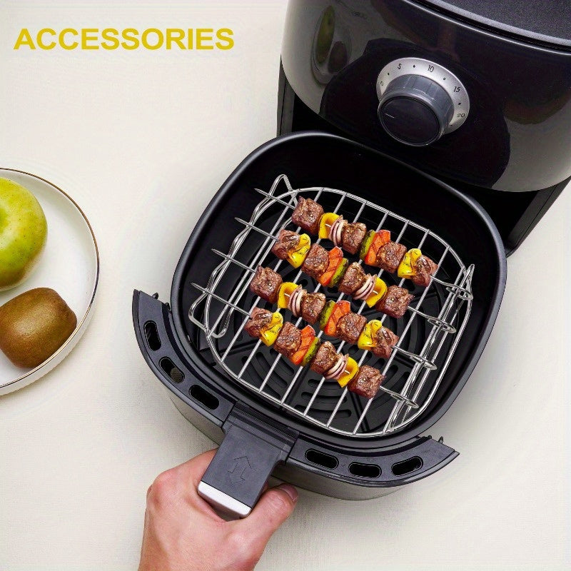 Stainless Steel Air Fryer Rack with Skewers for Grilling Baking Microwave