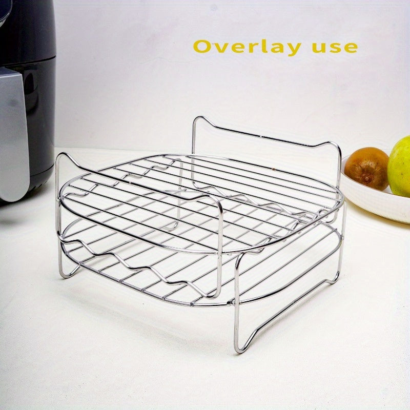 Stainless Steel Air Fryer Rack with Skewers for Grilling Baking Microwave
