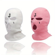 Knit Face Mask Set for Winter Sports Outdoor Activities Warm Stretchy Acrylic 2 Pieces