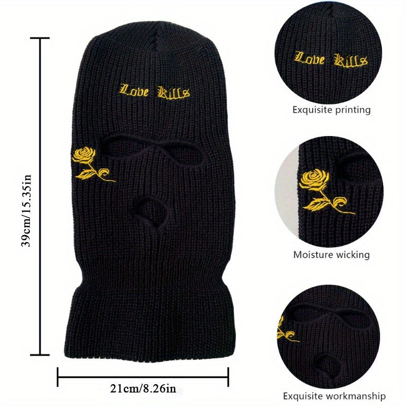 Knit Face Mask Set for Winter Sports Outdoor Activities Warm Stretchy Acrylic 2 Pieces