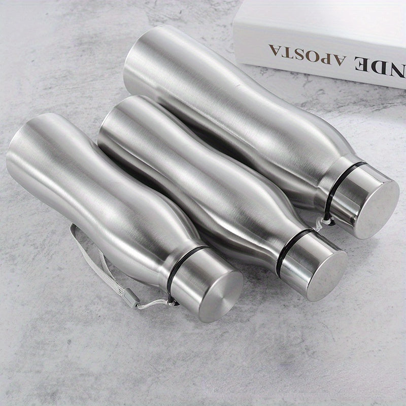 Large Capacity Stainless Steel Water Bottle with Steel Cap Anti-Shatter PVC-Free Portable for Travel Outdoor