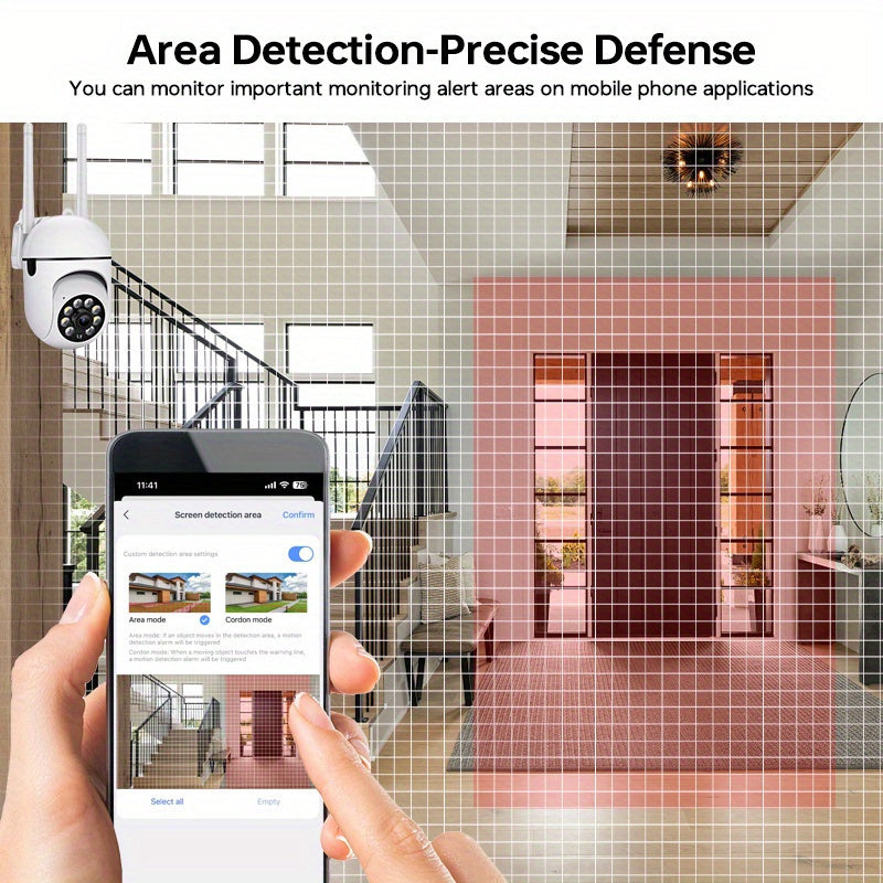 Cámara de seguridad inalámbrica HD 3MP para interior y exterior, detección de movimiento, audio bidireccional, alimentación por USB