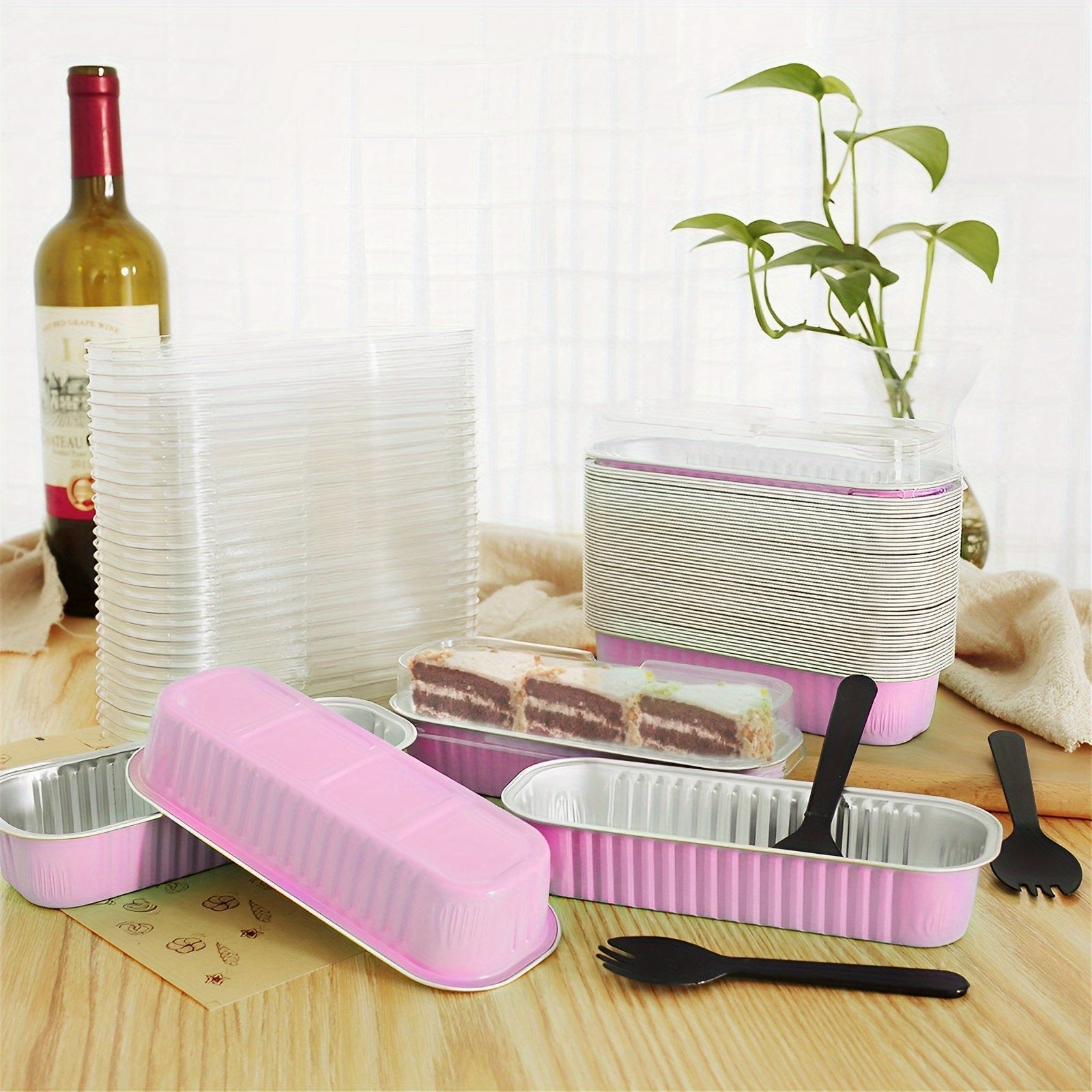 150 ta Mini Tort Qozonlari to'plami qopqoq, vilkalar va qoshiq bilan - 200ml yopishqoq alyuminiy folga non qozonlari, qayta ishlatiladigan pishirish stakanlari, BPA-siz, oshxona va bayram uchun to'plangan.