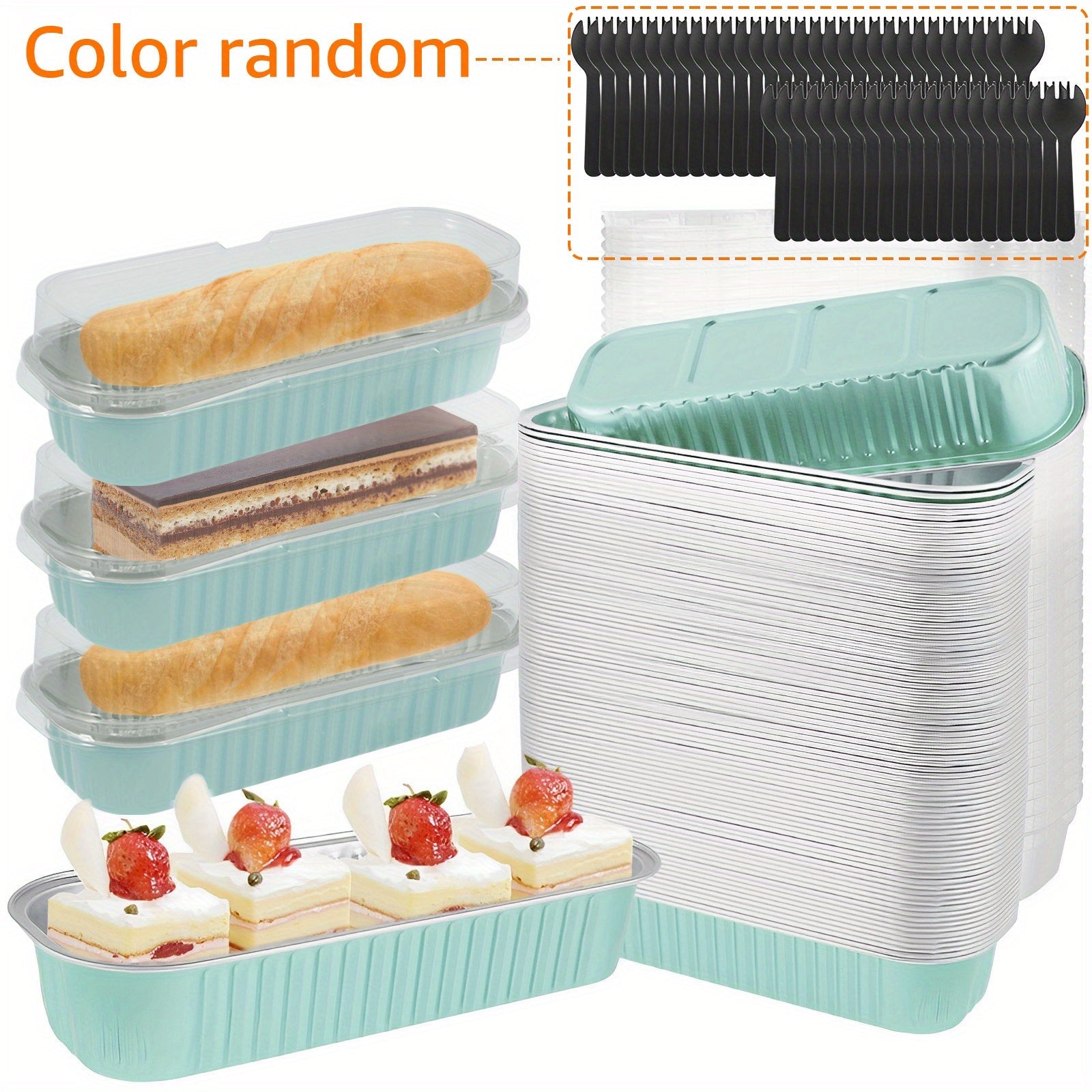 150 ta Mini Tort Qozonlari to'plami qopqoq, vilkalar va qoshiq bilan - 200ml yopishqoq alyuminiy folga non qozonlari, qayta ishlatiladigan pishirish stakanlari, BPA-siz, oshxona va bayram uchun to'plangan.