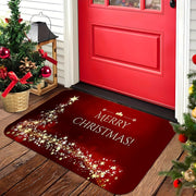 Christmas Welcome Doormat Sparkling Stars Pattern Anti-Slip Stain-Resistant Polyester