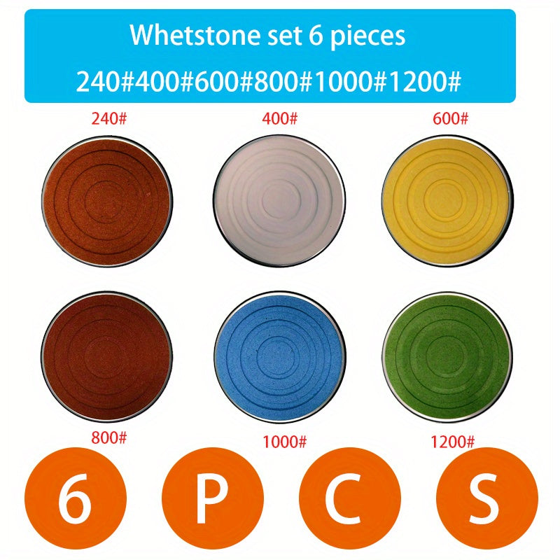 Knife Sharpener Set with Whetstone, Sanding Discs, Multi-Grit Accessories