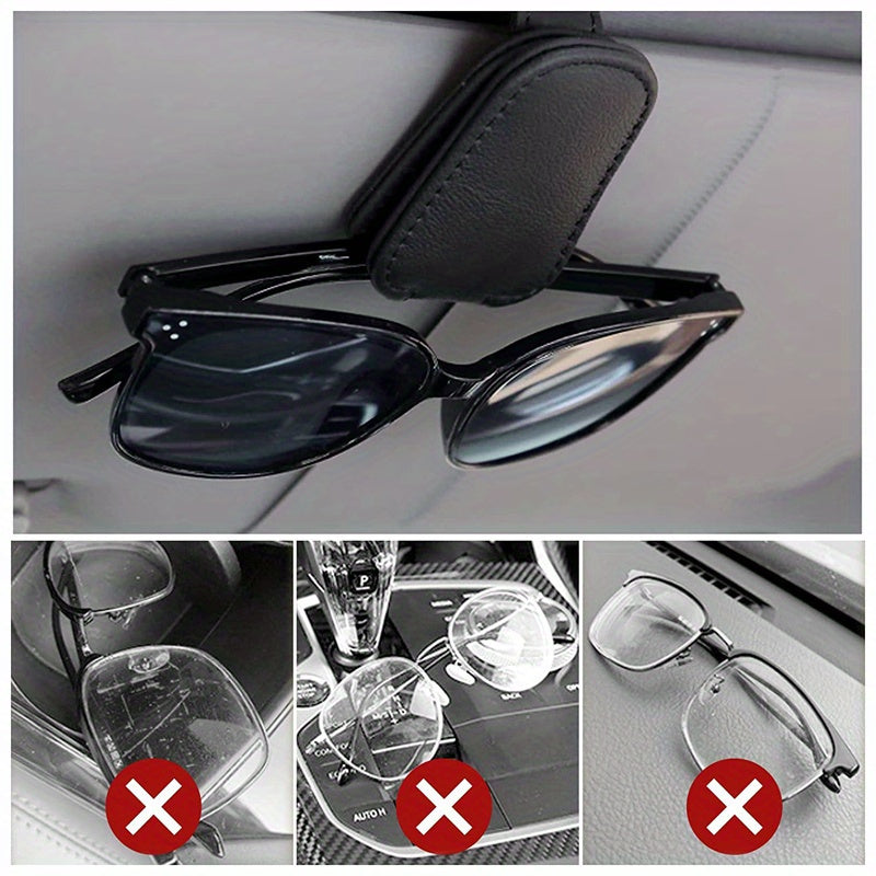 Magnetic Glasses Holder Clip for Car Sun Visor Faux Leather Storage