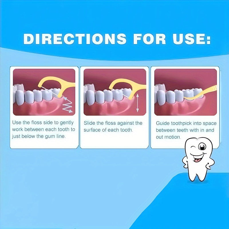 50-Pack Peppermint Flavored Dental Floss Sticks with Toothpicks, Portable Case