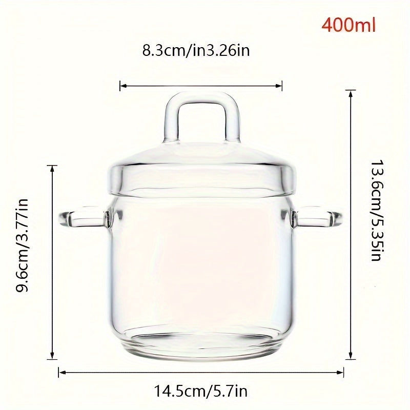 Прозрачная стеклянная кастрюля с крышкой, безопасная для микроволновой печи - идеальный кухонный гаджет для супов, пудингов, яиц, молока - маленький и милый дизайн для одной порции