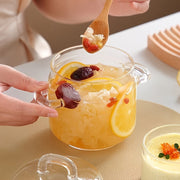 Прозрачная стеклянная кастрюля с крышкой, безопасная для микроволновой печи - идеальный кухонный гаджет для супов, пудингов, яиц, молока - маленький и милый дизайн для одной порции