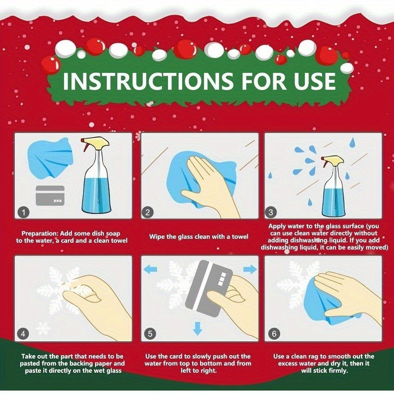 Украсьте окна вашего дома и офиса к праздникам 110 кусками новогодних наклеек на окна из ПВХ. Эти снежинки, олени и Санта легко наносить и снимать без необходимости использования электричества. Добавьте праздничное настроение вашему