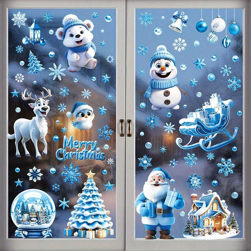 Christmas Window Clings 110 Pieces Snowflake Reindeer Santa PVC Holiday Decor