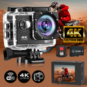 4K Ultra HD Action Camera with WiFi Remote Control 170° Wide Angle Lens 32GB Memory