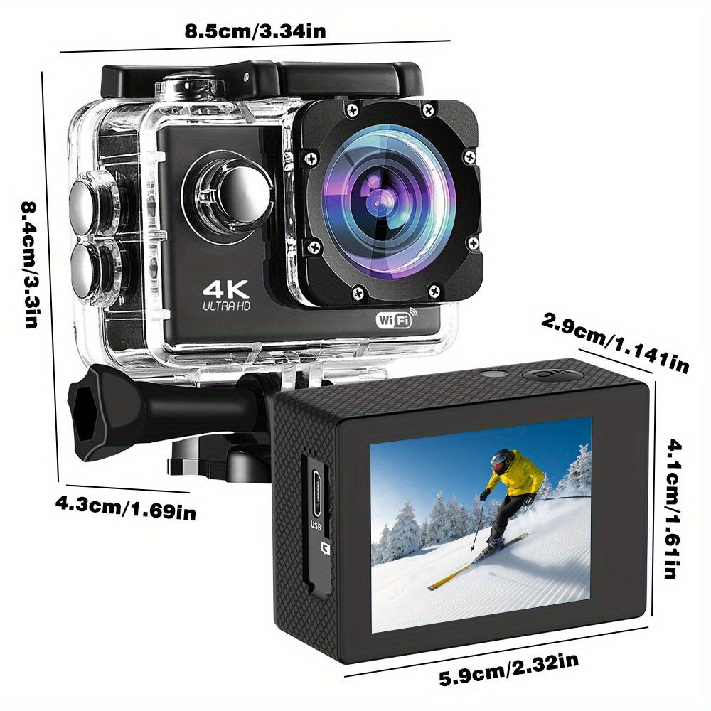 4K Ultra HD Action Camera with WiFi Remote Control 170° Wide Angle Lens 32GB Memory