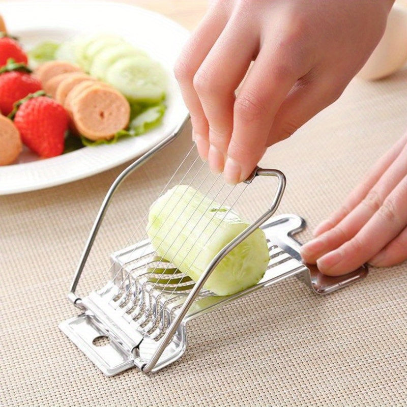 Stainless Steel Egg Slicer Manual Kitchen Gadget for Hard-Boiled Eggs