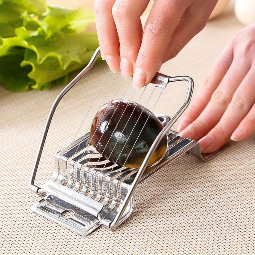 Stainless Steel Egg Slicer Manual Kitchen Gadget for Hard-Boiled Eggs