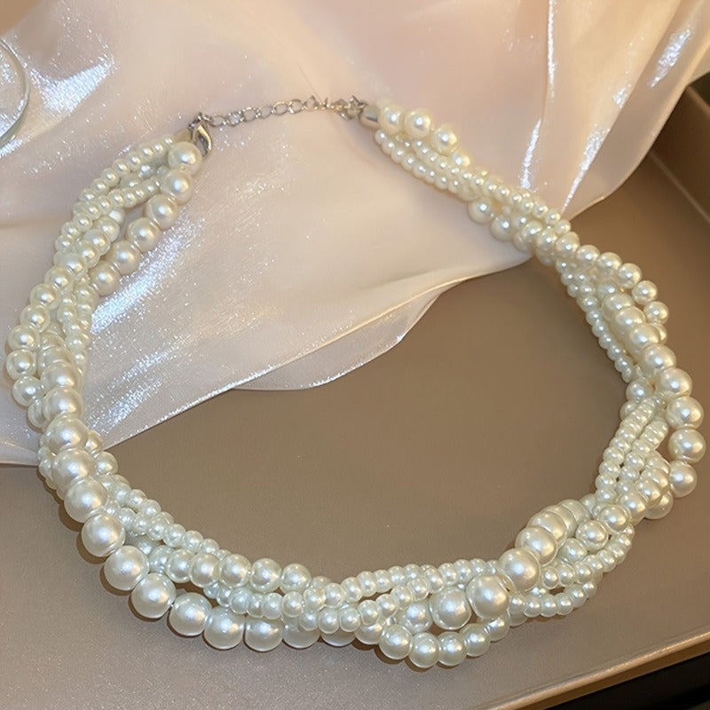 Elegant Multi-Strand Imitation Pearl Necklace for Women Suitable for Daily and Wedding Wear