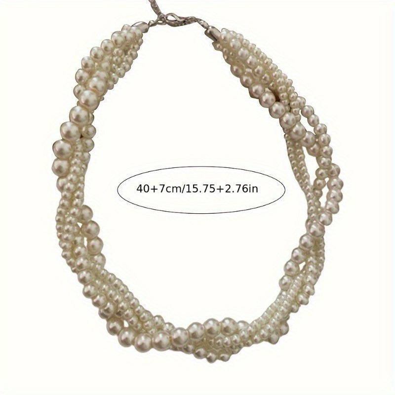 Elegant Multi-Strand Imitation Pearl Necklace for Women Suitable for Daily and Wedding Wear