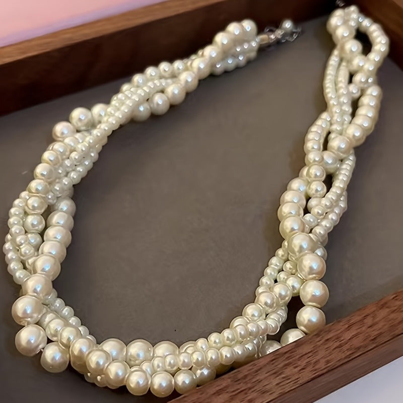 Elegant Multi-Strand Imitation Pearl Necklace for Women Suitable for Daily and Wedding Wear