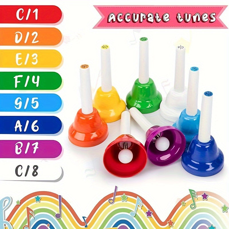 Vibrant Metal Hand Bells for Adults 8-Tone Calling and Percussion in Multiple Colors