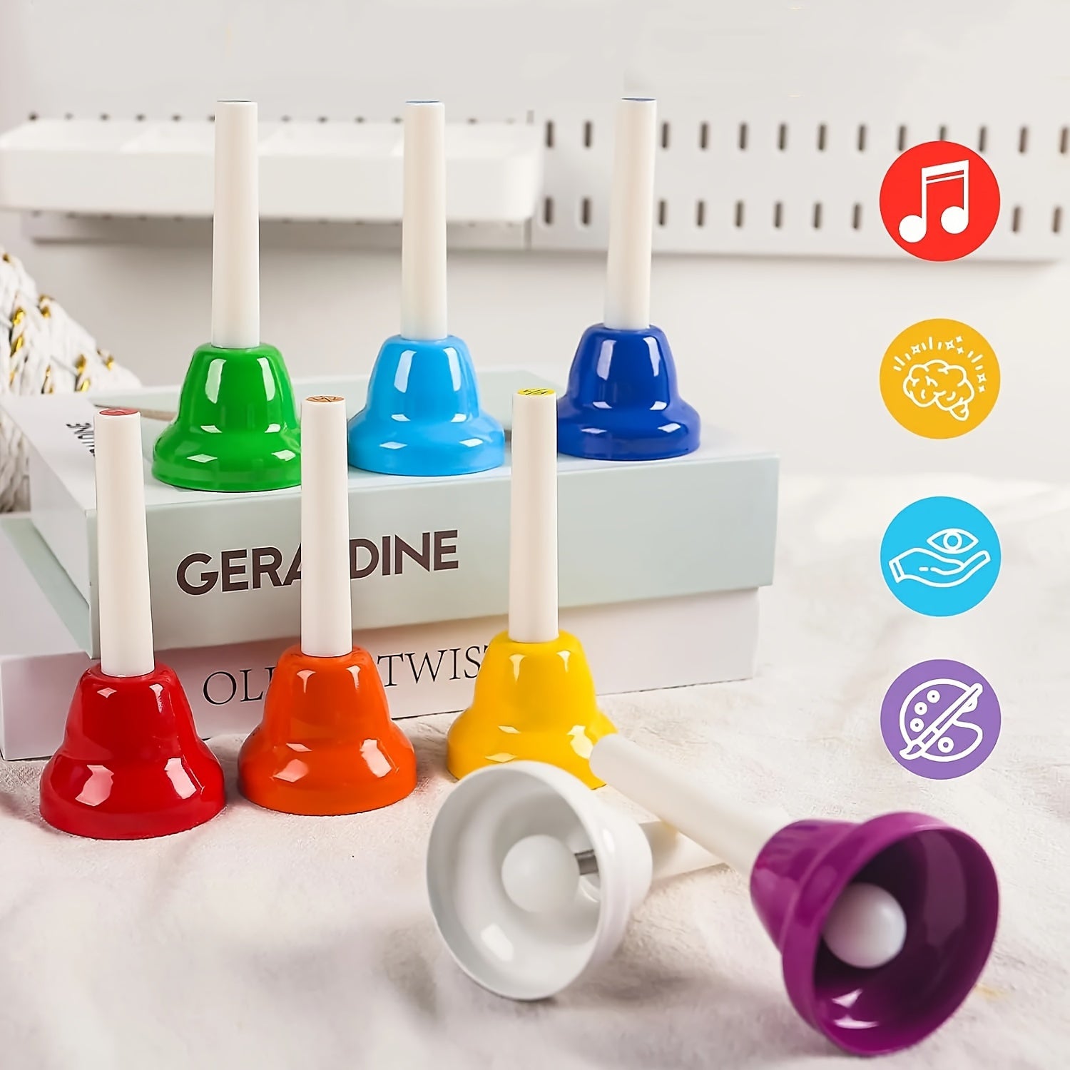 Vibrant Metal Hand Bells for Adults 8-Tone Calling and Percussion in Multiple Colors
