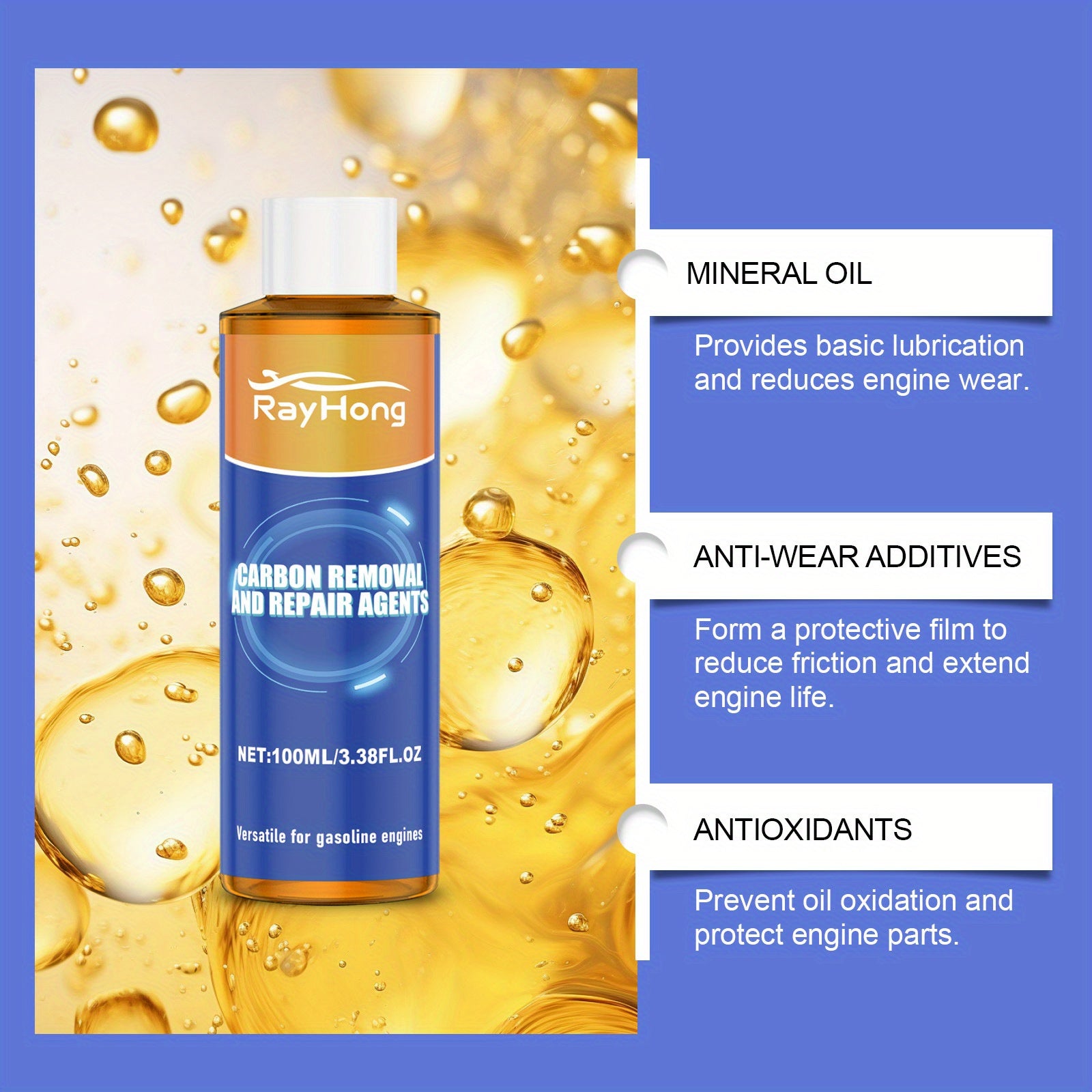 Добавка для удаления углерода и ремонта двигателя, масло для бензиновых двигателей, 100 мл