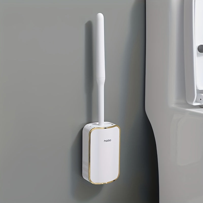 Toilet Brush Set with Extended Handle Wall Mount ABS PP TPR Durable Material